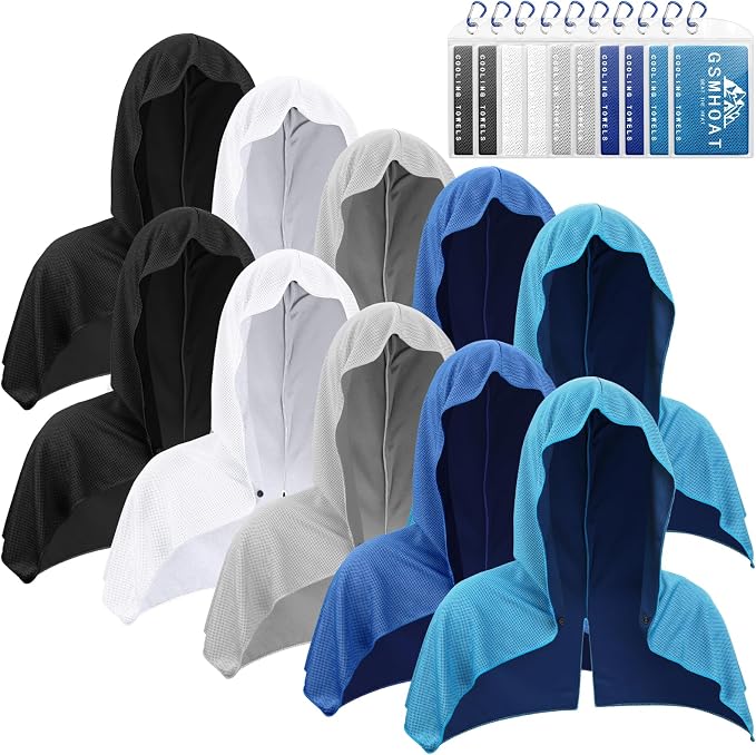 10 PCS Cooling Hoodie Towels, Head Cool Towel for Neck and Face, Sun Protection Cooling Hoodie for Sport, Workout, Gym, Outdoor Work