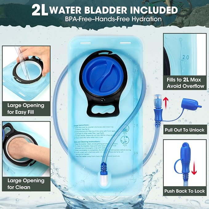 RAINSMORE Hydration Backpack with 2L Water Bladder, Lightweight Running Vest for Men Women, Adjustable Water Chest Pack for Hiking, Cycling, Marathon
