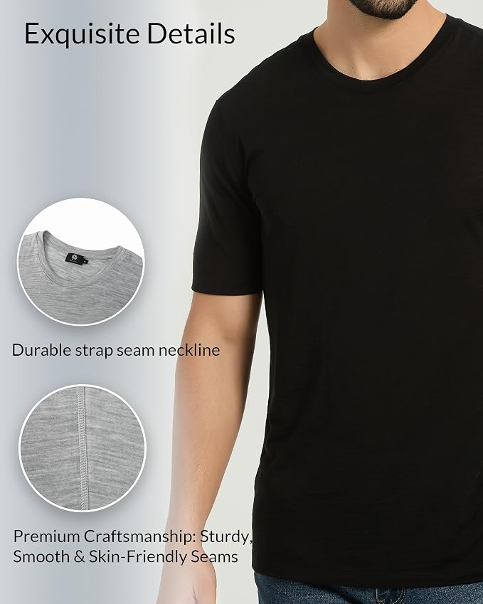 Merino Wool & Tencel Blend T Shirt for Men, Redefined Softness, Lightweight Comfort