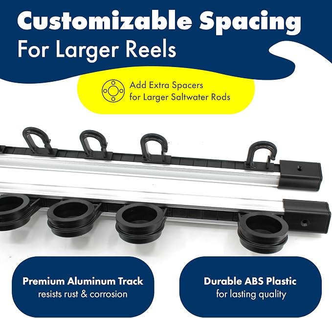 Rush Creek Creations | Fishing Rod Holder, Garage Organization and Wall Storage, for Reels, Gear and Accessories (Vertical/Horizontal Rack)
