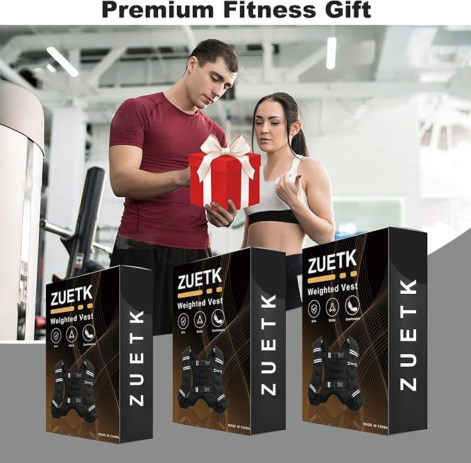 ZUETK Weighted Vest, 6lb/8lb/12lb/16lb/20lb/25lb/30lb Weight Vest with Reflective Stripe, Weighted Vest for Men Women Workout Equipment for Strength Training, Running, Jogging, Fitness, Weight Loss