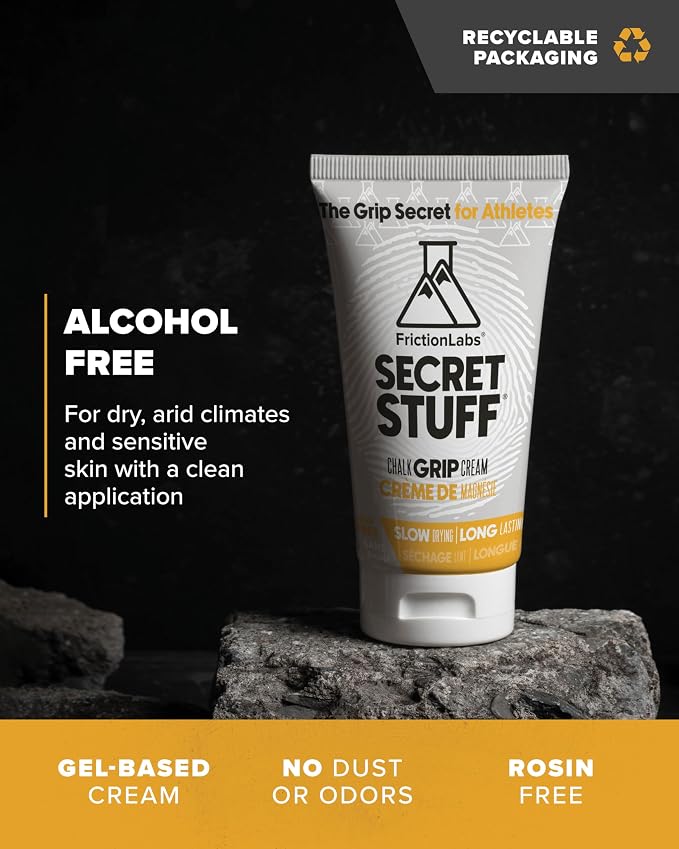 Friction Labs Quick Grip Secret Stuff Liquid Chalk for Athletes - Made in USA - Skin Friendly - Rock Climbing, Weightlifting, Gym, Tennis - Trusted by 100+ Pro Athletes - Best Workout Chalk - 75mL