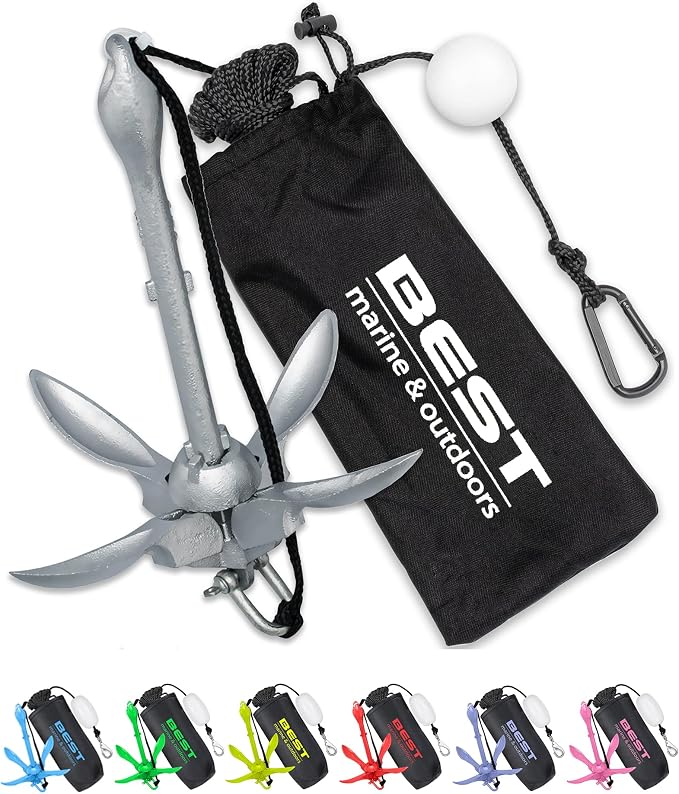 Best Marine and Outdoors Kayak Anchor, 3.5 Pound Anchor System Kit for Kayaks, Canoes, SUP Paddle Boards & Jet Skis, Fishing, Boating & Kayaking Accessories