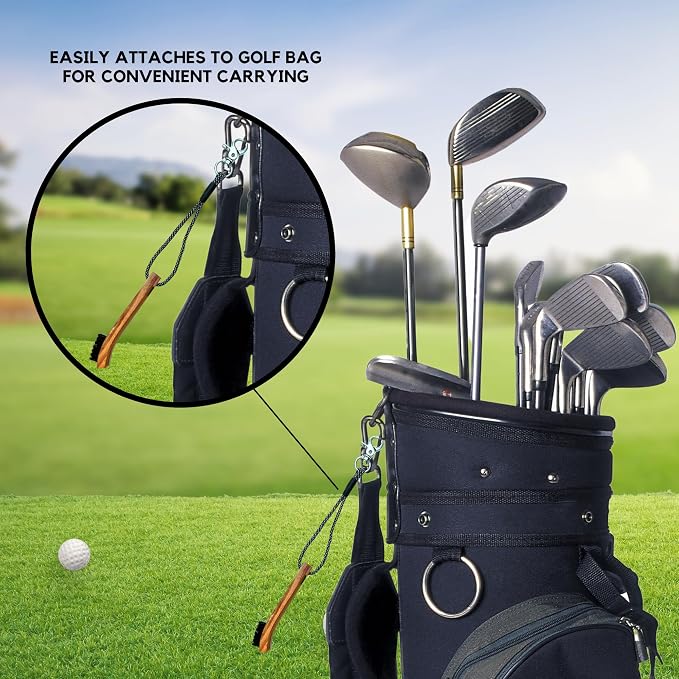 Golf Brush (2 Pack) - Cord and Clip Attachment for Bags and Carts, Club Cleaner Ideal for Woods and Irons - Golf Accesories for Men and Women
