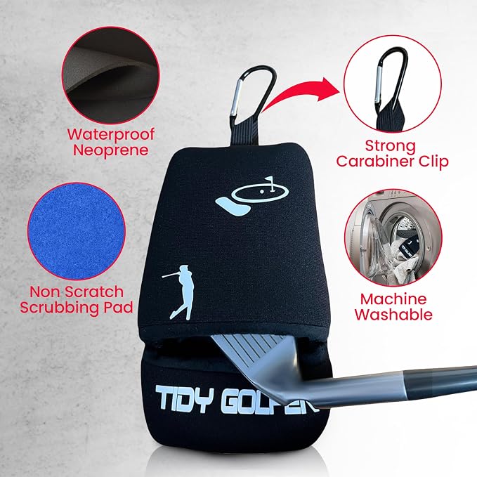 Golf Club & Ball Cleaner, Iron Cleaner, Golf Ball Cleaner , Two in one Golf Iron and Ball Cleaner portable, Washable (Waterproof Neoprene)