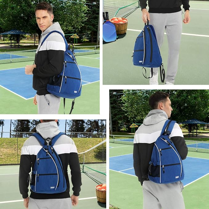 Sucipi Pickleball Bag - Men's & Women's Pickleball Backpack, Adjustable Sling Bag w/Fence Hook/Large Capacity/Safety Pocket