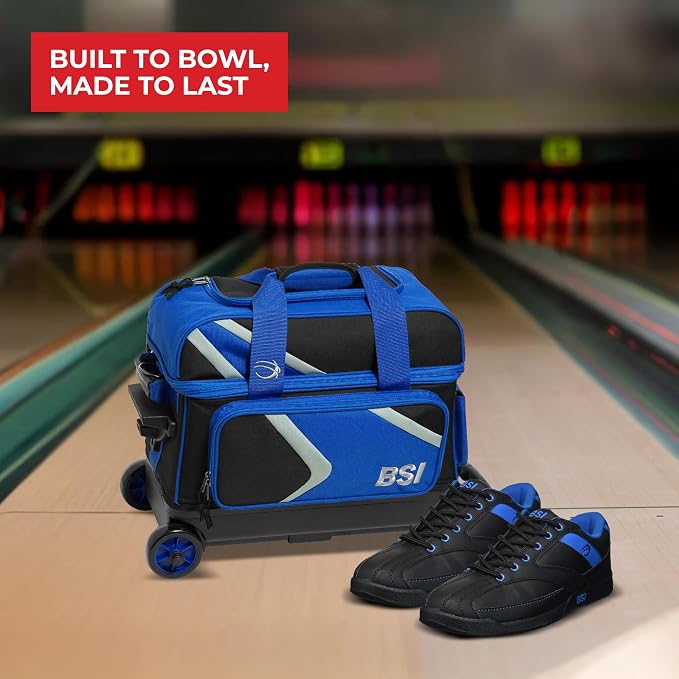 BSI Dash Roller Bowling Bag with Smooth Rolling Wheels, Padded Ball Compartment, Retractable Locking Handle, & Shoe Pocket