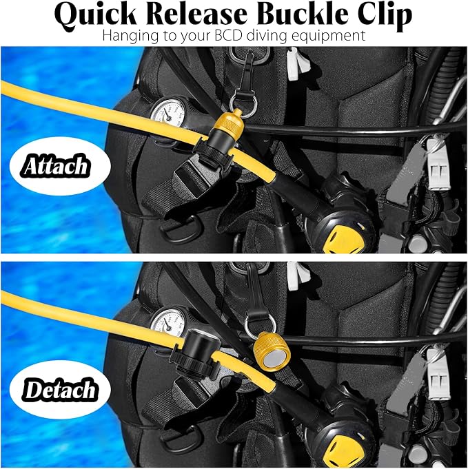 2PACK Scuba Regulator Hose Holder, Magnetic Adjustable Octopus Holder Octo Tank Retainer with Clip, Installs to Your BCD Easily!