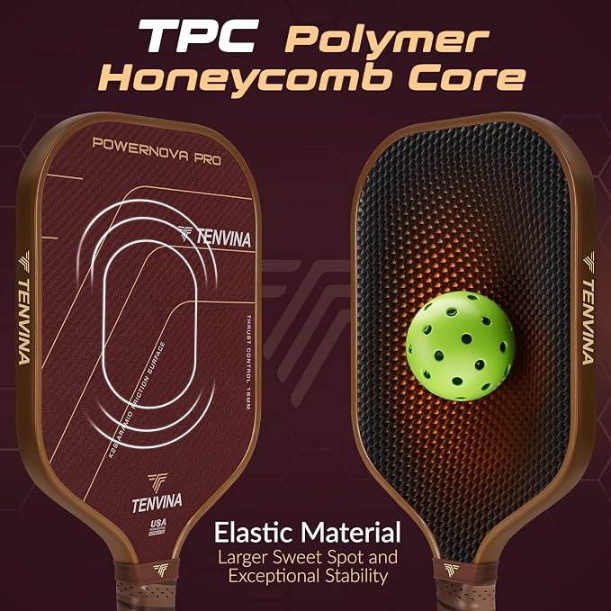 TENVINA Pickleball Paddles, Thermoformed T700SC Carbon Fiber Pickleball Paddle, Pickle Ball Paddle USAPA Approved with Dominant Power and Larger Sweet Spot