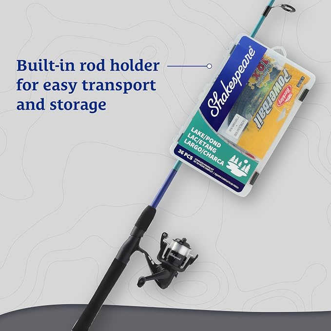 Shakespeare Catch More Fish Spinning Reel and Fishing Rod Combo with Kit