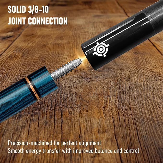 Series, Glass Fiber Pool Cue Stick, Uni-QR, 3/8-10, 5/16-18 Joint, Synthetic Leather Grip, 29" Glassfiber Shaft, 7-Layer Microfiber Tip