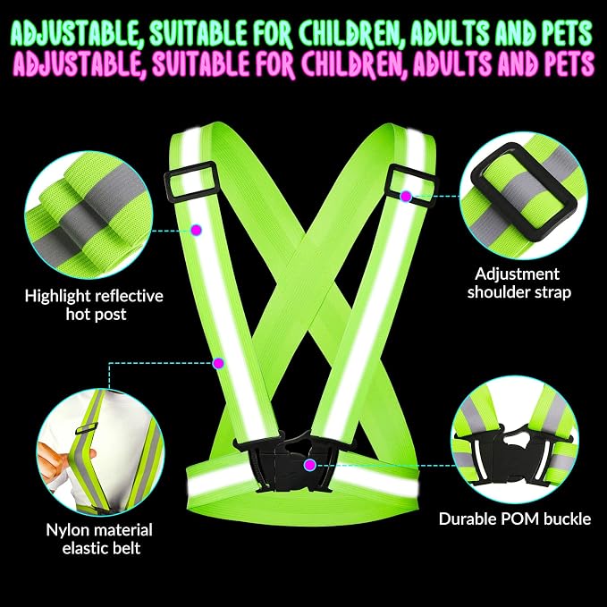 Macarrie 30 Pack Reflective Running Vest High Visibility Safety Vests, Lightweight Adjustable Elastic Reflective Gear for Night Running Jogging Cycling Walking Hiking Dog Walking Men Women Bulk Pack