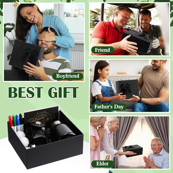 22 Pcs Golf Accessories Kit Cleaning Kit Include Golf Ball Bag Tumbler, Balls Tees Marker Pens, Cleaner Brush, Towel and Gift Box Set for Man Father's Day Birthday Gifts