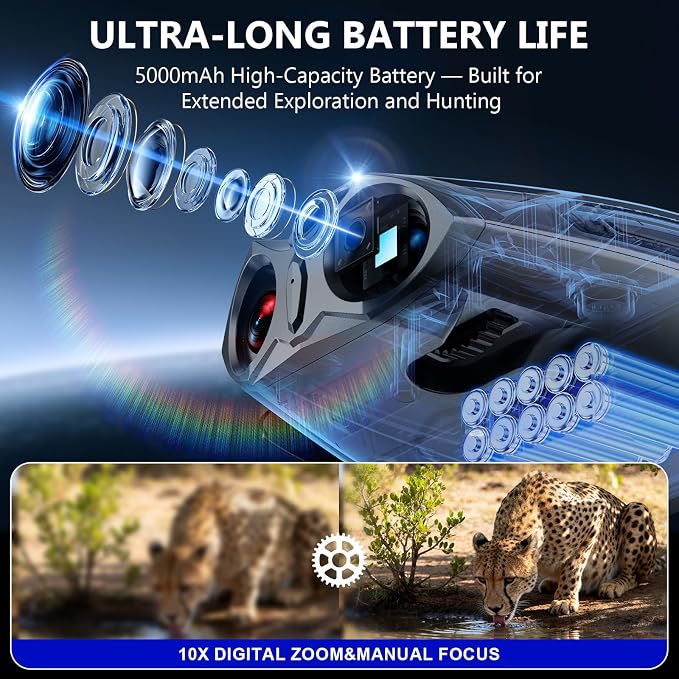 4K Night Vision Goggles, 4.0" HD Screen Night Vision Binoculars with 5000mAh Rechargeable Battery, 64GB TF Card for Photo & Video, Infrared Binocular for Adults, Camping, Wildlife Observation