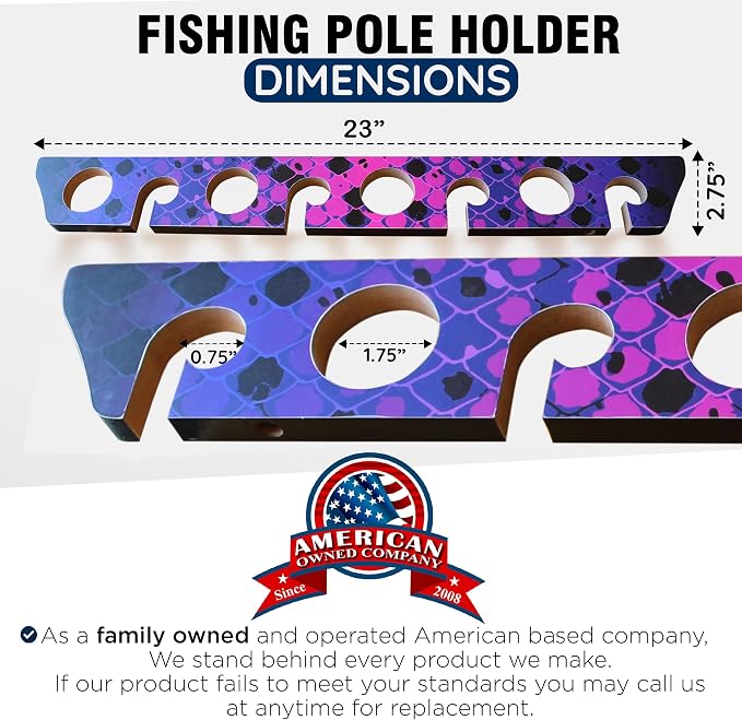 Rush Creek Creations Ceiling Rod Holder for 8 Fishing Poles - Garage Organization and Wall Storage for Reels, Gear, and Accessories - Horizontal Rack