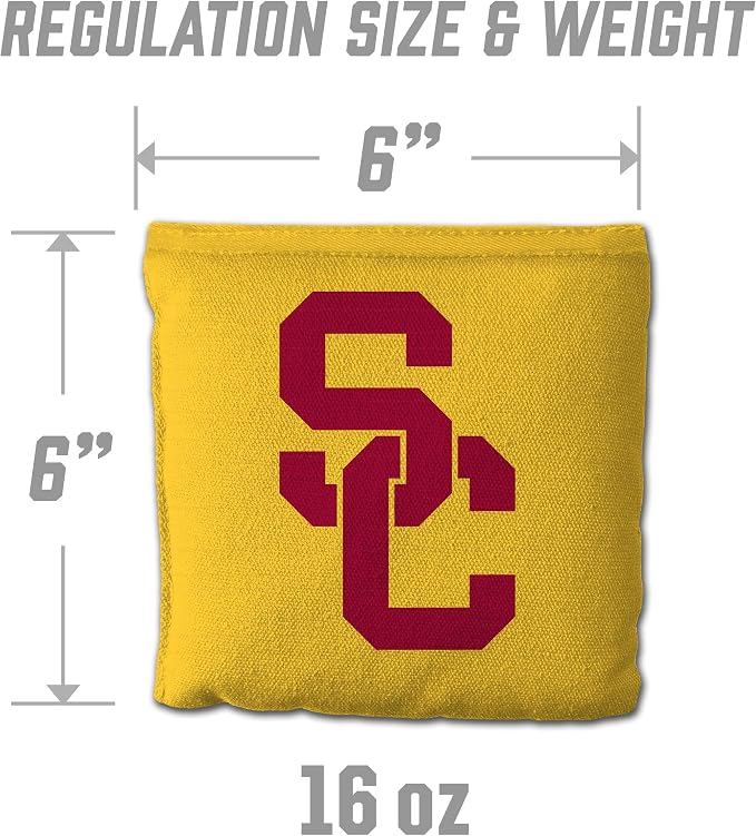 YouTheFan Officially-Licensed NCAA Set of 8 Cornhole Bags - All Weather Dual Sided Slide & Stop - Regulation Size with Carry case
