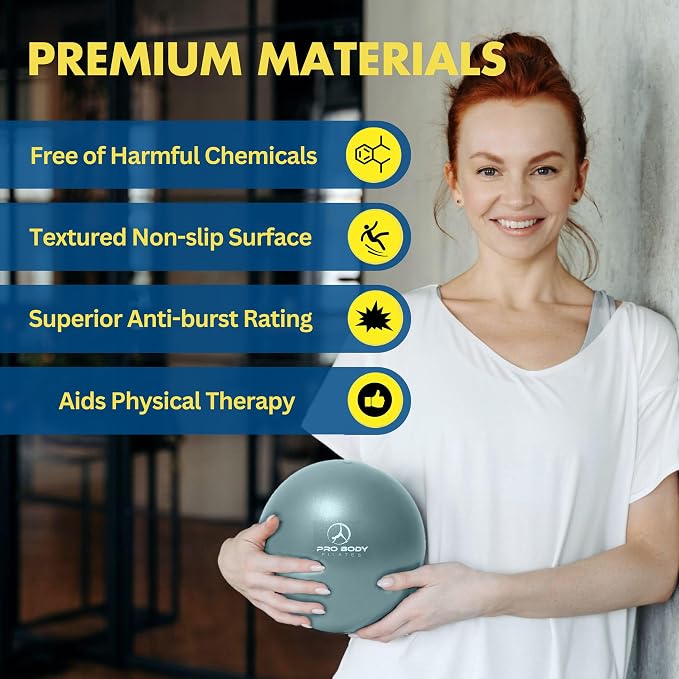 ProBody Pilates Home Workout Bundle (3pcs) - 14" Magic Circle, 9" Mini Exercise Ball and 5 Resistance Bands Bundle for Stability, Barre, Yoga, Core Training and Physical Therapy