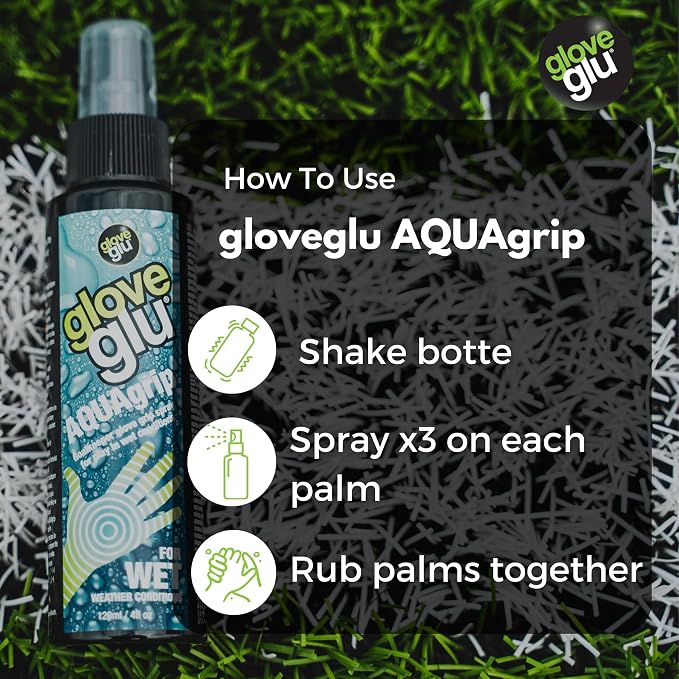 gloveglu AQUAgrip Goalkeeper Glove Spray | Wet Weather Grip Enhancer for Soccer Goalkeeping Gloves | Instant Grip Boost and Performance Improvement | 120ml (4fl.oz)