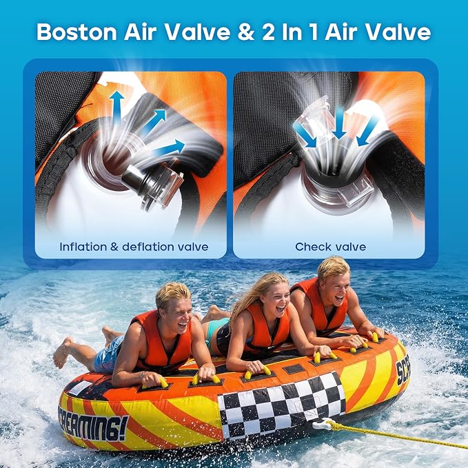 K-Musculo Towable Tubes for Boating - 2-3 Person Boat Tubes & Towables, EVA Foam Pads, Drainage, Super Safe Handle, Quick Connector