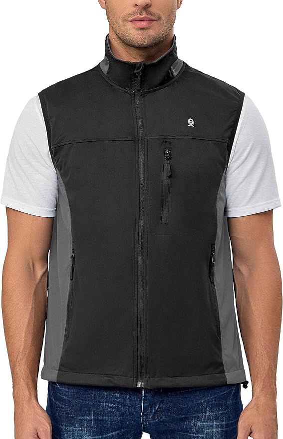Little Donkey Andy Men's Lightweight Softshell Vest, Windproof Sleeveless Jacket for Running, Hiking, Cycling, Golf