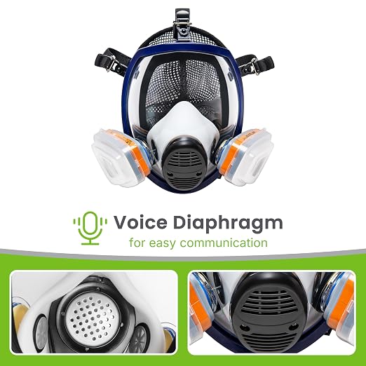AirGearPro G-750 Full Face Respirator Mask with A1P2 Filter, Anti-Dust | Mask Ideal for Painting, Woodworking, Construction, Sanding, Spraying, DIY etc