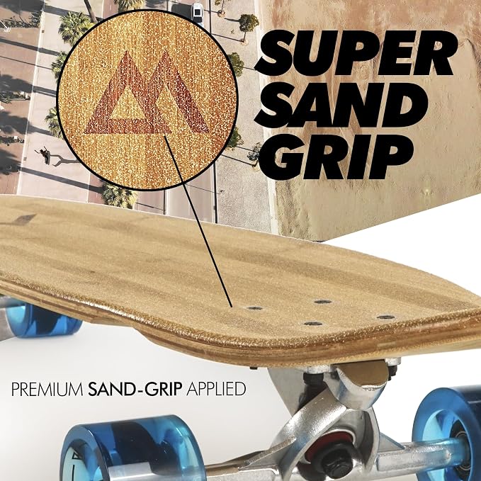 Magneto 44" Bamboo Longboard and 27.5" x 7.75" Maple Double Kick Skateboards for Beginners, Teens & Adults