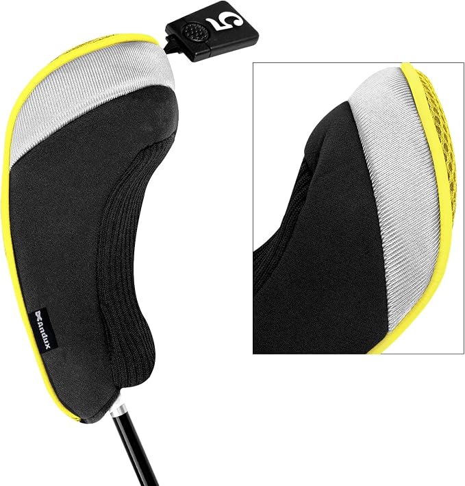 Andux 3pcs/Set Golf 460cc Driver Fairway Wood Club Head Covers | with interchangeable NO. Tags | Mesh Breathable material | Short Neck | Coloured Piping | Pull-On Closure
