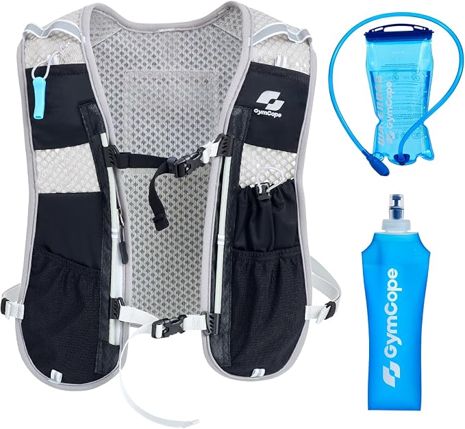 GymCope Running Vest for Women and Men, Lightweight Hydration Backpack with 500ml Soft Flask and 1.5 L Hydration Bladder, Running Hydration Vest for Marathon, Hiking, Trail and Road Running