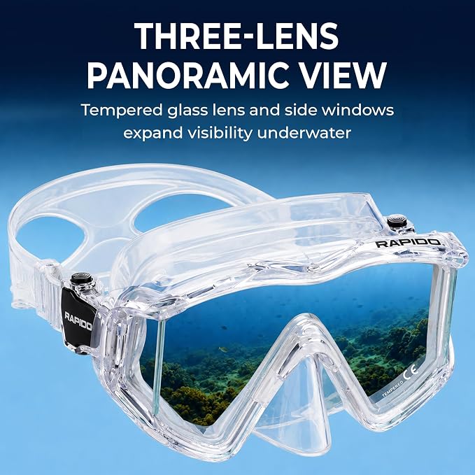 Rapido Clareza Three Lens Mask and Snorkel Combo