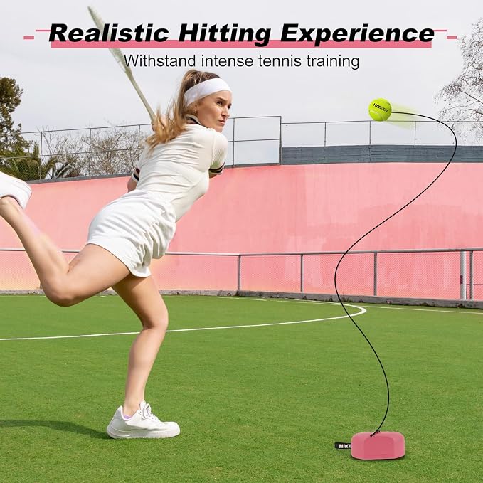Hikeen Premium Tennis Trainer Rebound with Metal Base,Portable Solo Tennis Trainer Set with 3 Highly Elastic String Balls,Tennis Practice Equipment for Adult Kids an Beginners