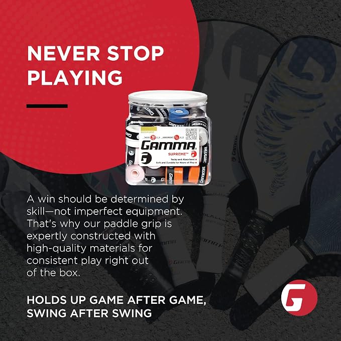 Gamma Sports Supreme Overgrip for Tennis, Pickleball, Squash, Badminton, and Racquetball Racquets, Multiple Pack Sizes and Colors