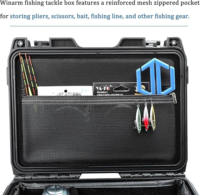 Fishing Reels Storage Case 15 Inches,Heavy Duty Waterproof Fishing Wheel Protective Hard Case, Tackle Collection Holder Box, 9pcs Adjustable Shockproof Dividers (Yellow with mesh bag)