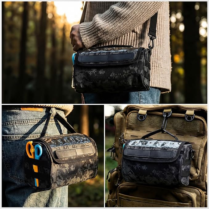 2 Pcs Fishing Line Storage Bag Tangle-free Line Management Bag for Father Gifts Clear View Window Water Resistant Removable Divider Leader Lines Holder Fishing Spool Organization