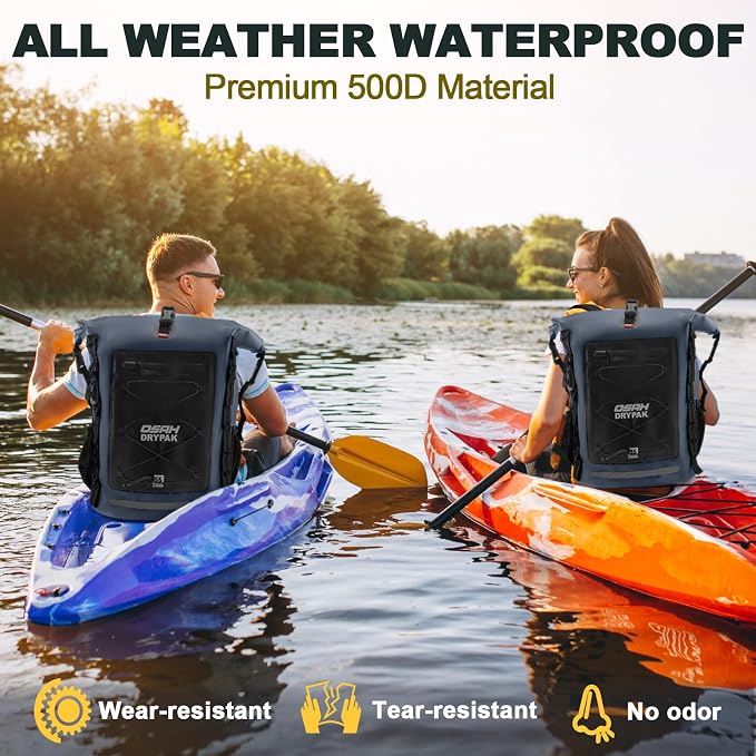 OSAH DRYPAK Waterproof Backpack Dry Bag 25L/35L/55L/85L – Heavy Duty Roll-Top Hiking Backpack Sack Keeps Gear Dry for Travel, Kayaking, Boating, Camping, Rafting and Fishing