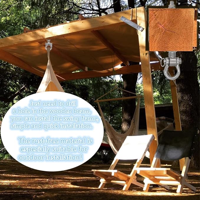 2 Permanent Anti-Rust Heavy-Duty Bearing Swing Hanger Mute (10mm) 180° Swing, 1500 lb, sandbag Yoga Swing Hammock Chair