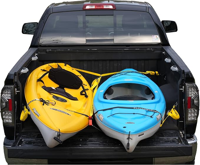 SecureMyCargo - Kayak & Paddleboard Truck Bed Strap – Fast 30‑Second Tie‑Down System for Pickups – Secure SUP, Canoe, or Kayak Without Ratchets or Knots–Dual Nose Strap System for 1 or 2 Watercraft