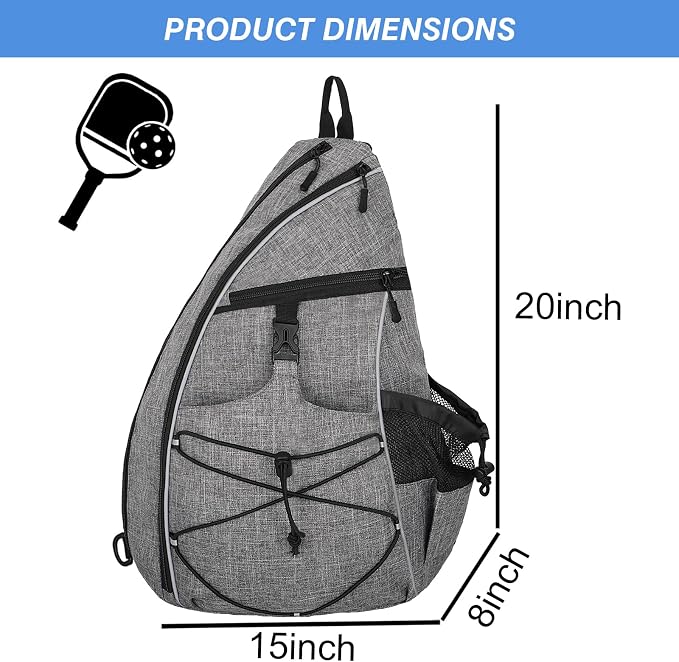 WOLT Pickleball Bag,Crossbody Sling Bags for Women Men,Pickleball Backpack with Fence Hook for Tennis, Racketball