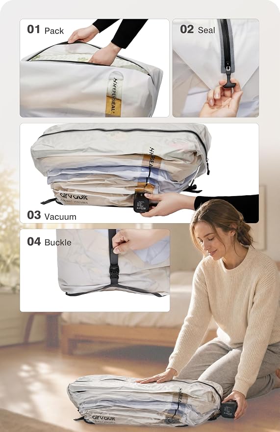 AirVault Vacuum Duffle Travel Bag with Air Pump, Waterproof Compression Storage Bags for Travel & Moving (120L Tapered Duffle, 2-Pack)