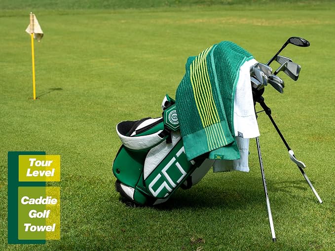 Handy Picks Caddie Golf Towel, Extra Large 44” x 22” Caddy Towel for Tour Professionals, Selected Soft Cotton, Absorbent with Professional Edge Finishing (Green, Pack of 1)