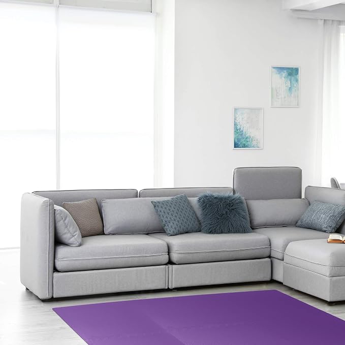 We Sell Mats 1/2" Thick Multipurpose EVA Foam Exercise Floor Mat, Interlocking Tiles, Anti-Fatigue for Home or Gym, 24 in x 24 in, 4 Tiles, Purple
