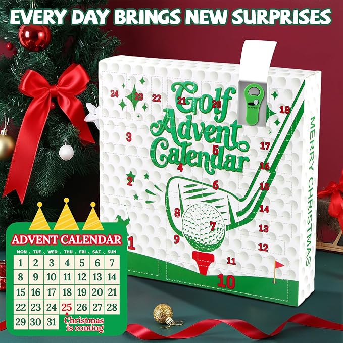 2025 Golf Advent Calendar for Adults,24 Days of Christmas Countdown Golf Advent Calendar,Xmas Party Favors for Golfer Lover Beginner Dad Boyfriend Husband