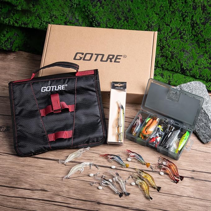Goture Fishing Lures Kit, 78pcs Bass Fishing Kit Including Soft Plastic Baits, Minnow, Crankbaits, Hooks,Swivels,Sinker Weights, Soft Bait Bag, Freshwater Fishing Gear Bass Lure Set, Gifts of Men