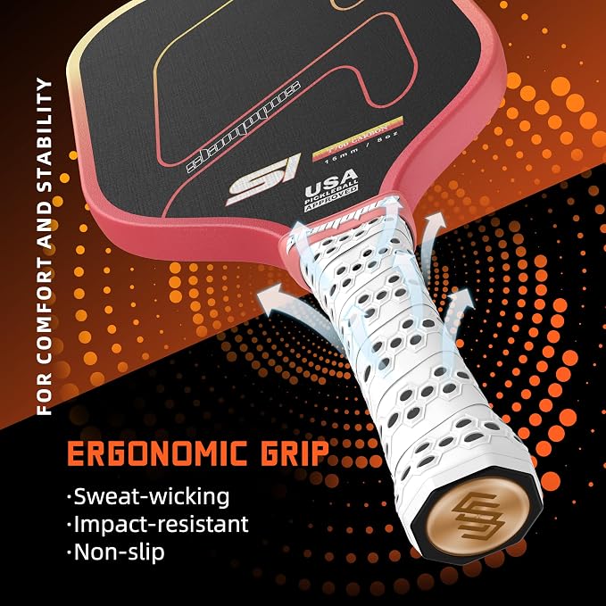 Raw Carbon Fiber Pickleball Paddles | T700 Pickleball Paddles with 16mm Polymer Honeycomb Core & Overgrips| Premium Pickle Ball Racket Enhanced Control & Spin & Power| USAPA Approved