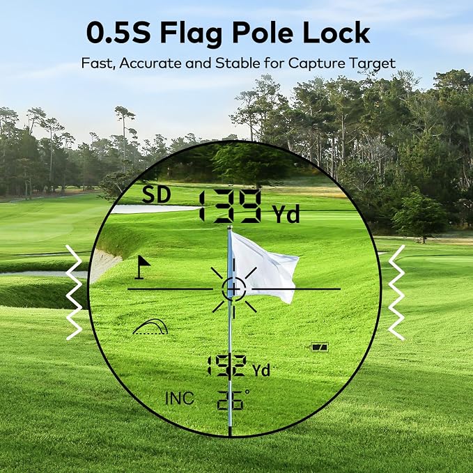 Golf Rangefinder with Slope and Magnetic, 1200/1500 Yards Range Finder Golf, 7X Magnification Flag Lock Vibration, Rechargeable Distance Measurement Device for Golfing Accessories