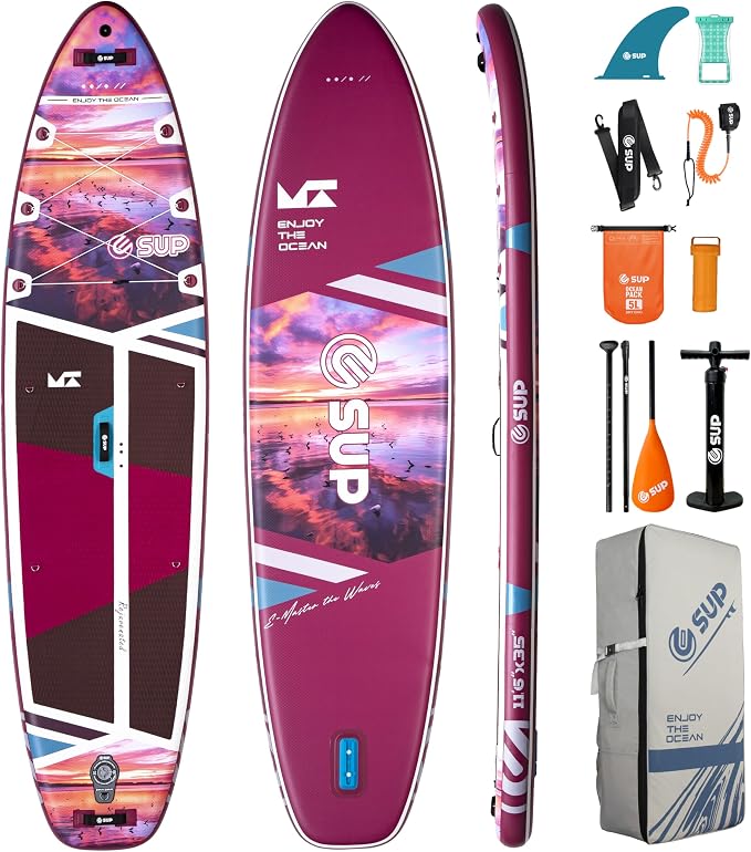 ESUP Extra Wide Inflatable Paddle Board 11’6" ×34/35" ，Super Stable Stand Up Paddleboards for 2 Person/Family/Large Size, Inflatable SUP with Paddle, Pump & Shoulder Strap