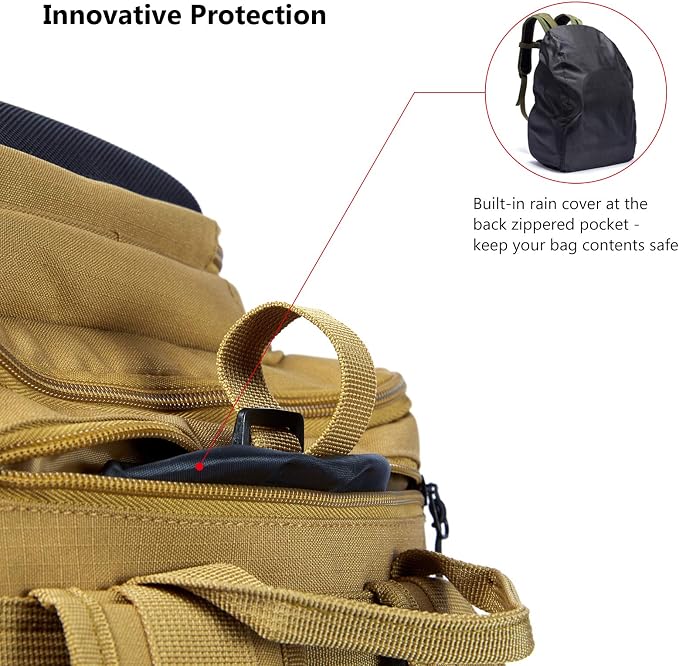 BASSDASH Fishing Tackle Backpack Water Resistant Tactical Bag Soft Tackle Box with Rod Holder and Protective Rain Cover