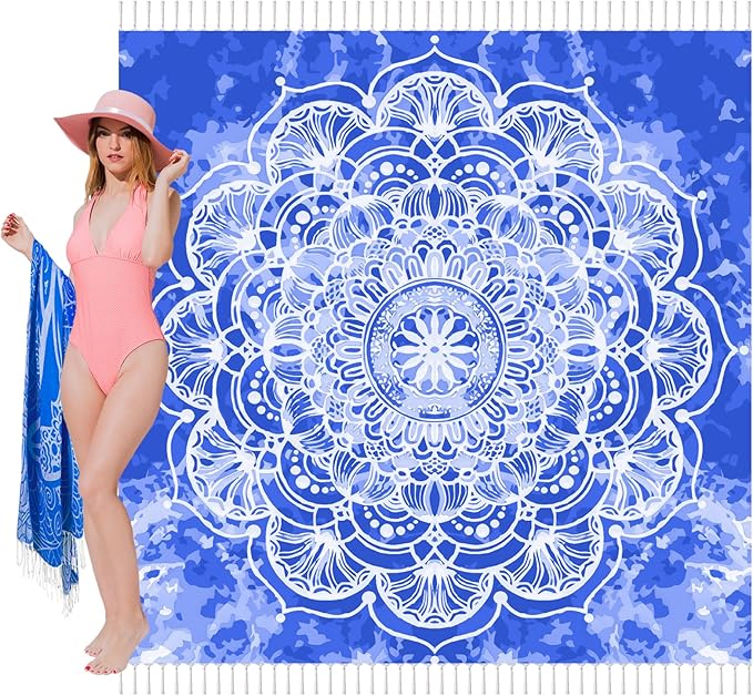 Vikumond Oversized Turkish Beach Towel Blanket XXL Cotton Sandproof Towels Boho Woven Extra Large Big Sand Free Giant Throw Blankets Huge Quilt XL Picnic Camping Necessities Cloud for Adult Gifts