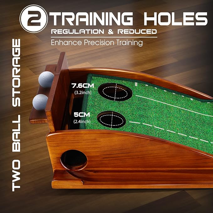 Golf Putting Mat, Putting Green Indoor with Ball Return - Golf Gifts for Men Christmas, Golf Training Aid for Home Office, Portable Putting Training Mat for Men