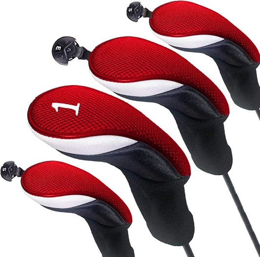 FINGER TEN Golf Club Head Covers Woods Driver Fairway Hybrid 3/4/5 Set, Headcovers Men 1 3 5 7 X Interchangeable Number Tag, Fit All Wood Clubs