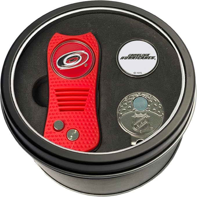 Team Golf NHL Gift Set Switchblade Divot Tool, Cap Clip, & 2 Double-Sided Enamel Ball Markers, Patented Design, Less Damage to Greens, Switchblade Mechanism